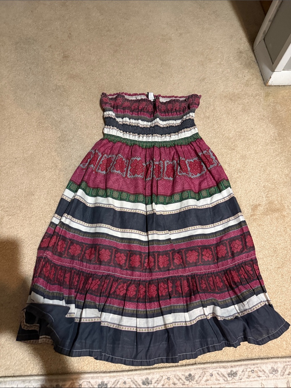 Boho Striped Smocked dress